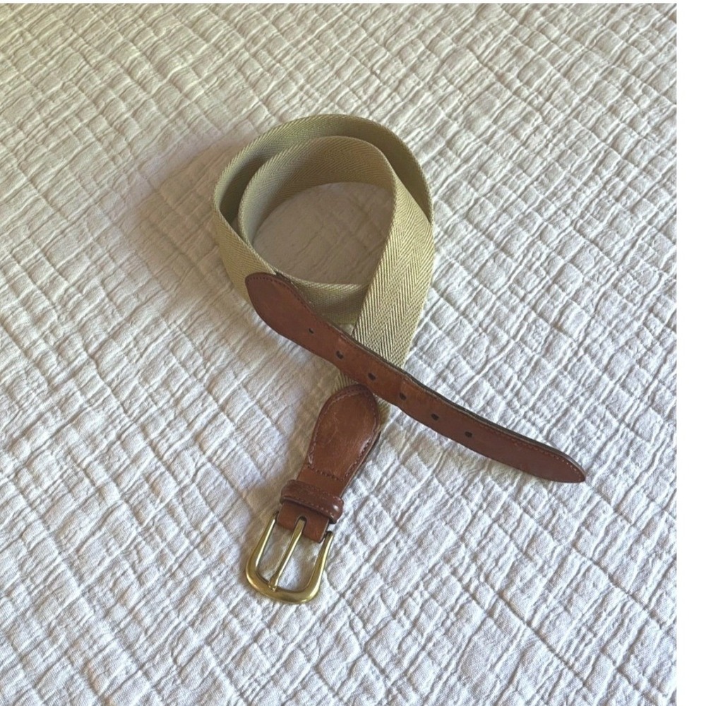 Vintage Coach‎ Leather & Canvas Brass Buckle Belt 40